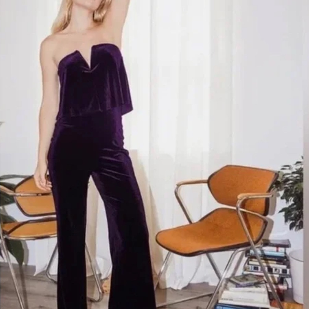 Elegant Purple Velvet Jumpsuit